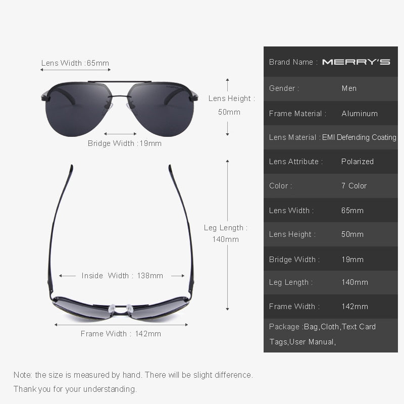 MERRYS Brand Men 100% Polarized Aluminum Alloy Frame Sunglasses