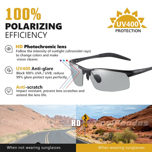 Aluminum Rimless Photochromic Sunglasses - Unreel Clothes for fishing and the outdoors.
